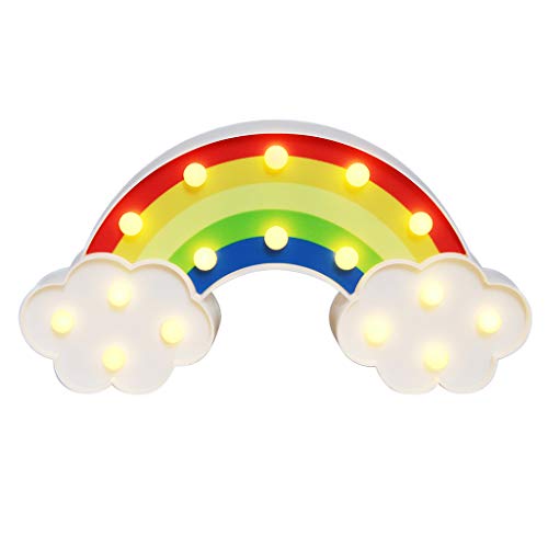 GUOCHENG Bonita luz de noche con forma de arco iris para decoración de la carpa de luz LED de la noche, funciona con pilas, lámparas de mesa en la pared para fiestas