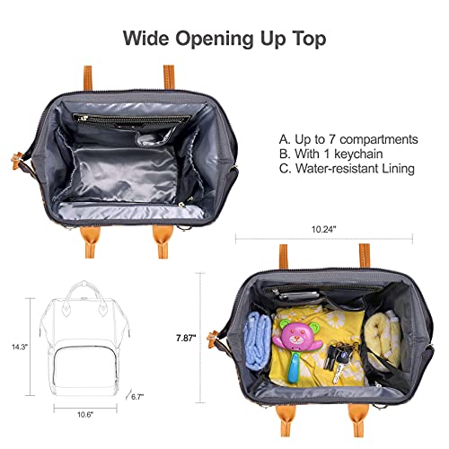 Hafmall Mochila para cambiar pañales, Mochila multifunción de cuero para pañales con ganchos para el cochecito y almohadilla para cambiar pañales, Bolso para cambiar pañales impermeable, Mini estilo