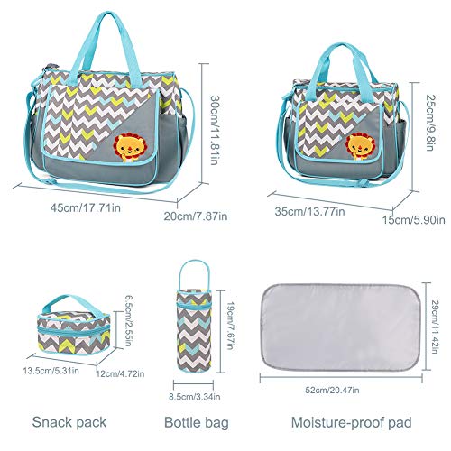 HALOVIE Set 5 kits Bolsa de Mama para Bebe Biberon Cambiador de Pañales Bolsa Hospital Maternidad Bolso Bebé para Viaje Carro Carrito Biberón Colchoneta Comida Pañal con Gran Capacidad Viaje