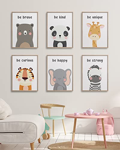 Hambient Laminas Infantiles para Cuadros Habitacion Bebe Decoracion Niño Niña (21 x 30 cm - Sin Marco, Animales Frases Positivas)