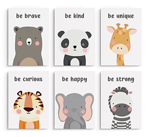 Hambient Laminas Infantiles para Cuadros Habitacion Bebe Decoracion Niño Niña (21 x 30 cm - Sin Marco, Animales Frases Positivas)