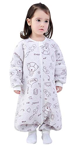 Happy Cherry - Bebé Saco de Dormir de Algodón con Piernas Pijama con Mangas Desmontables para Primavera Otoño - Gris / 75cm