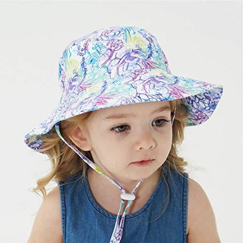 Happy Cherry - Sombrero de sol unisex de algodón antirayos UV de verano plegable con cordón, para playa, regalo para nacimiento violet fleure Talla única