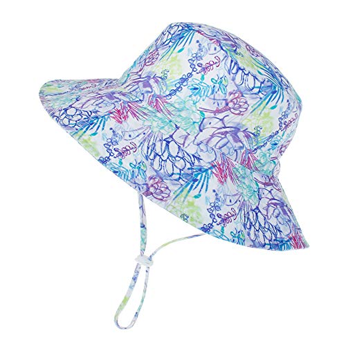 Happy Cherry - Sombrero de sol unisex de algodón antirayos UV de verano plegable con cordón, para playa, regalo para nacimiento violet fleure Talla única