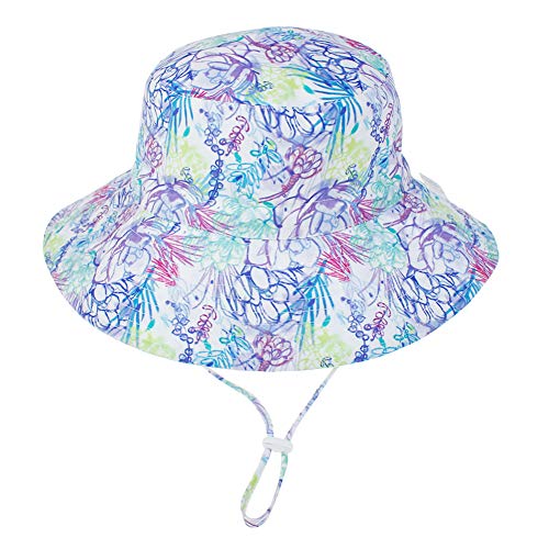 Happy Cherry - Sombrero de sol unisex de algodón antirayos UV de verano plegable con cordón, para playa, regalo para nacimiento violet fleure Talla única