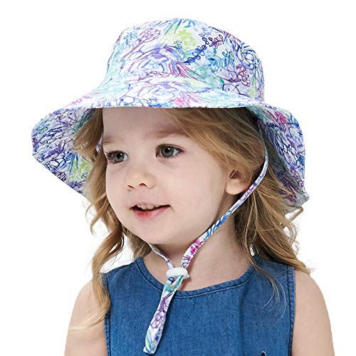 Happy Cherry - Sombrero de sol unisex de algodón antirayos UV de verano plegable con cordón, para playa, regalo para nacimiento violet fleure Talla única