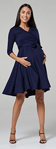 HAPPY MAMA Mujer Vestido Midi Amamantamiento Cuello en V 525 (Armada, 42-44, XL)