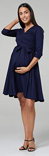 HAPPY MAMA Mujer Vestido Midi Amamantamiento Cuello en V 525 (Armada, 42-44, XL)