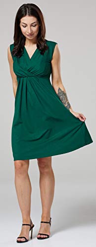 Happy Mama. para Mujer Vestido Skater premamá de Lactancia. Escote de Pico. 808p (Verde Oscuro, 44, 2XL)