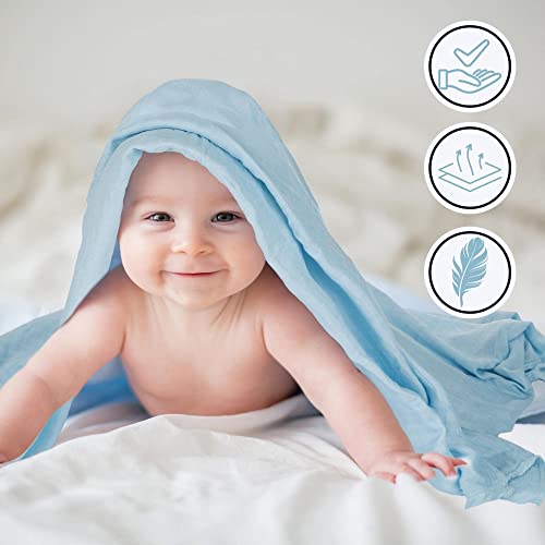 HappyDoo - Pack Incluye 2 Muselinas Grandes Bebé Algodón 120 x 120 y Bambú + 2 Ganchos Carrito Bebé - Muselinas Bebe Algodón - 70% Bambú 30% Algodón - Toquilla Bebé Verano - Swaddle