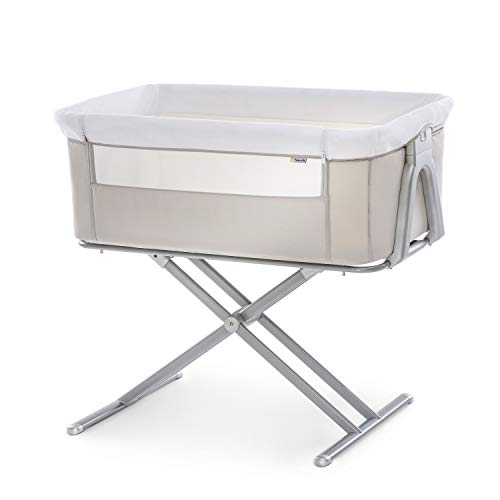 Hauck 608517 Minicuna de Colecho Face to Me, para Bebes desde el Nacimiento hasta 9 kg, con Colchón, Lateral Abatible, Regulable en Altura, Apta para Camas Altas y Bajas, Plegable, Beige