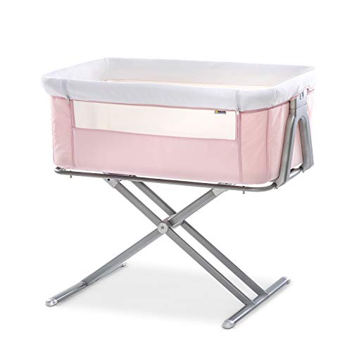 Hauck Minicuna de Colecho Face to Me, para Bebes desde el Nacimiento hasta 9 kg, con Colchón, Lateral Abatible, Regulable en Altura, Apta para Camas Altas y Bajas, Plegable, Rosa, 608524