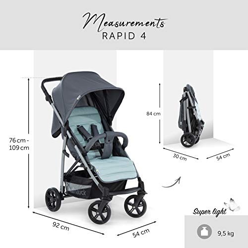 Hauck Rapid 4 Plus Trio Set - 3 en 1 carrito de bebe, Grupo 0+ adaptable a isofix, capazo, respaldo reclinable, de 0 meses a 25kg, manillar ajustable en altura, plegado fácil, menta (grey/mint)