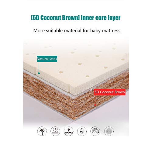 HBIAO Almohadilla para colchón de Cuna, Palma de Coco Natural Colchón para bebé Colchón de látex Colchón de Dormitorio para Estudiantes Espesor de colchón 5 cm,90 * 45CM