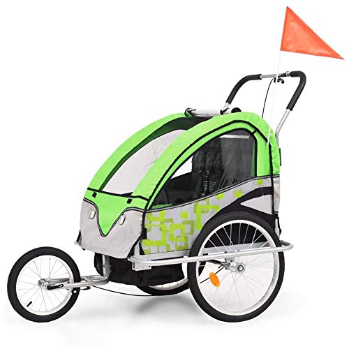 HBIAO Remolque de Bicicleta para niños, Remolque de Bicicleta para niños 2 en 1, Cochecito para Correr de 2 plazas para niños, Remolque Plegable para Bicicletas para 2 niños