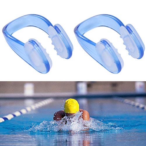 HEALLILY Clips de Nariz de Natación Tapón de Nariz de Adulto Protector de Nariz de Natación Proveedor de Natación de Silicona Unisex (Azul)