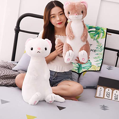 Hengqiyuan Hurón Juguete Suave Hurones Sentados Bosque Animal Peluche Juguete Niños Huggable Plushie 50cm,Blanco