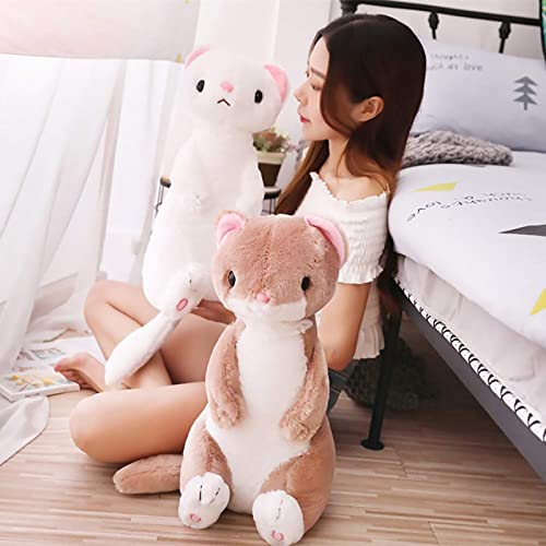 Hengqiyuan Hurón Juguete Suave Hurones Sentados Bosque Animal Peluche Juguete Niños Huggable Plushie 50cm,Blanco