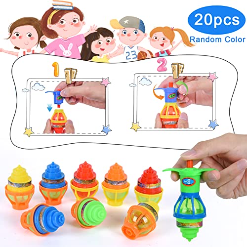 Herefun Peonza Luminosos, 20 Piezas Luminoso Juguete, LED Noche Juguete, Peonzas de Colores, Trompo Creativo Juguete para Juguete Infantil Cumpleaños Regalo