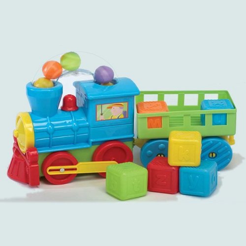 Hermoso juego de tren con remolque y bloques