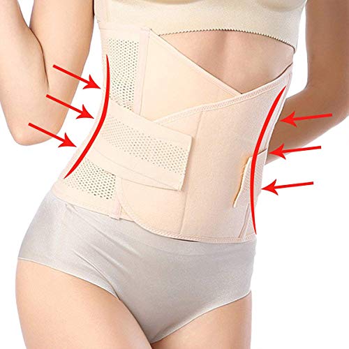 HIDARLING Posparto Recuperación Cinturón Mujer Adelgazantes Faja Soporte Espalda Cinturón Lumbar Abdomen Ajustable y Transpirable (Beige, M)