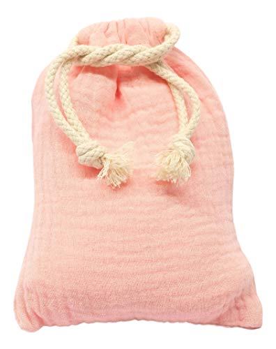 Hinrichsen & Co. Lindo peluche de conejo de muselina de algodón con práctica bolsa de algodón (rosa)