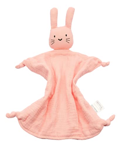 Hinrichsen & Co. Lindo peluche de conejo de muselina de algodón con práctica bolsa de algodón (rosa)