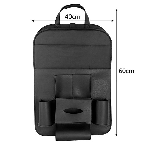 HONCENMAX 2 Pack Asiento Trasero del Coche Organizador Plegable Comedor Poseedor Bandeja Multifuncional Protector Bolsa de Almacenamiento Accesorio de Viaje Cuero de PU