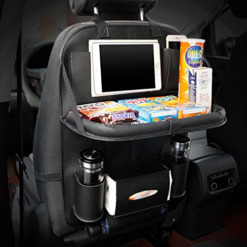 HONCENMAX 2 Pack Asiento Trasero del Coche Organizador Plegable Comedor Poseedor Bandeja Multifuncional Protector Bolsa de Almacenamiento Accesorio de Viaje Cuero de PU