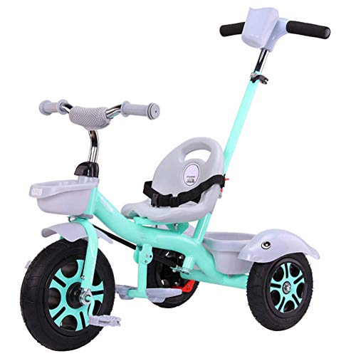 HYLH Triciclo Bebé para 2 AñOs, Triciclo para NiñOs Triciclo 2 En 1 A Lo Largo del Triciclo con Manija Paterna Y NiñOs En Triciclo Triciclo con Triciclo De 3 A 6 AñOs, Green