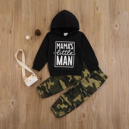 ICNGLKSND Ropa de verano para bebé, camiseta con letras y pantalones de camuflaje, conjunto de letras y manga larga, F*Negro, 24 meses