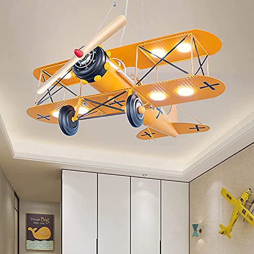 Iluminación para niños Luces de avión retro, Avión de dibujos animados LED Lámpara de techo de montaje empotrado Avión de metal Habitación de los niños Dormitorio Lámpara de techo LED de acrílico