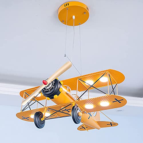 Iluminación para niños Luces de avión retro, Avión de dibujos animados LED Lámpara de techo de montaje empotrado Avión de metal Habitación de los niños Dormitorio Lámpara de techo LED de acrílico