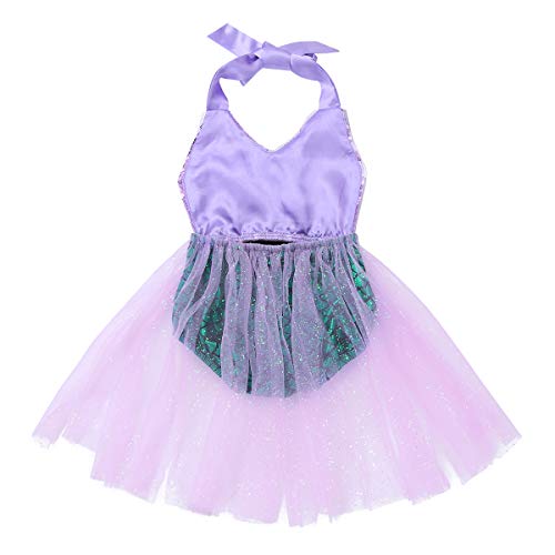 inhzoy Traje de Baño Princesa Sirenita para Bebé Niña Bañador Cuello Halter Disfraz de Sirena Lentejuelas Ropa Playa Natación Vacaciones Verano Verde 2 Años