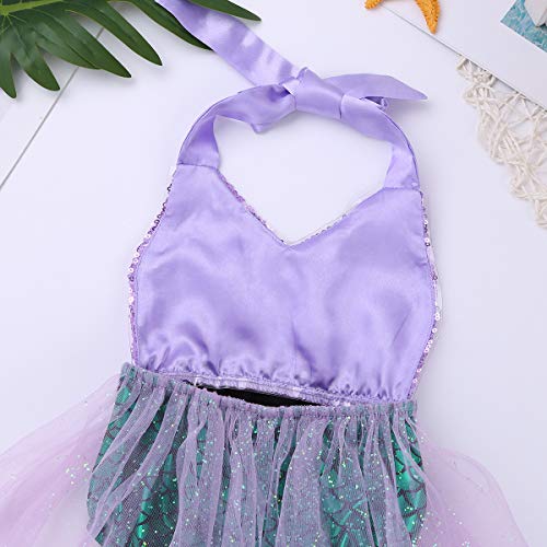 inhzoy Traje de Baño Princesa Sirenita para Bebé Niña Bañador Cuello Halter Disfraz de Sirena Lentejuelas Ropa Playa Natación Vacaciones Verano Verde 2 Años