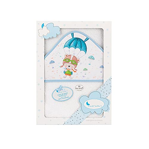 Interbaby 01228-11 - Capa de baño PARACAIDISTA blanco y azul, unisex