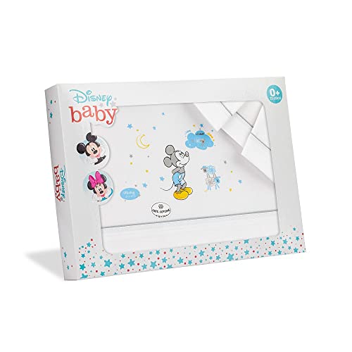 Interbaby Amazon Disney, Juego de sábanas para cuna 100% algodón Mickey Blanco y gris