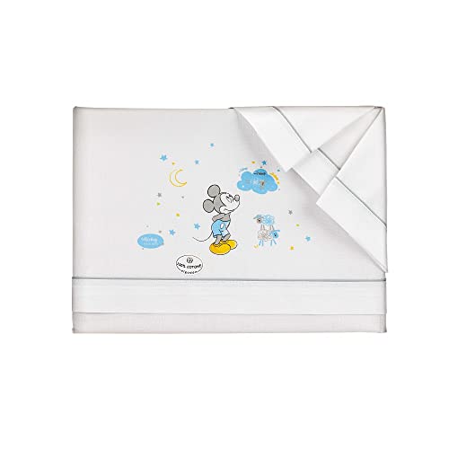 Interbaby Amazon Disney, Juego de sábanas para cuna 100% algodón Mickey Blanco y gris