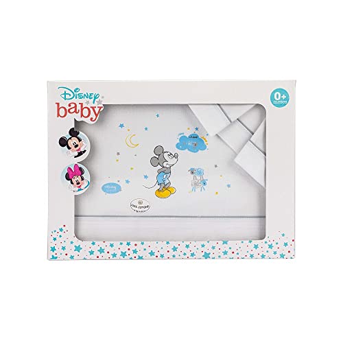 Interbaby Amazon Disney, Juego de sábanas para cuna 100% algodón Mickey Blanco y gris