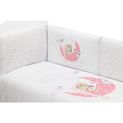 Interbaby B92201-02 - Set Baúl Y Funda Nórdica Bear Sleeping Rosa Para Cuna, 1300 g