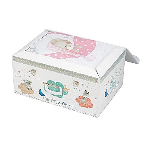 Interbaby B92201-02 - Set Baúl Y Funda Nórdica Bear Sleeping Rosa Para Cuna, 1300 g