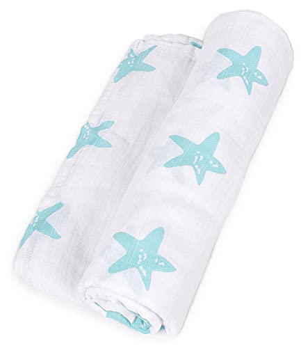 Interbaby Muselina Bebé 120 x 120 cm Extralarga Bambú (Estrella Aguamarina)