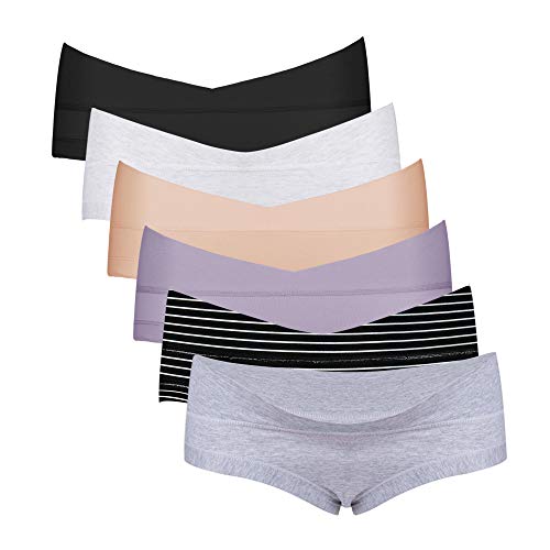 Intimate Portal Mujer Braguitas Premamá de Debajo la Barriga Ropa Interior Embarazada Bragas Postparto Algodón PK de 6 Multicolor 2XL