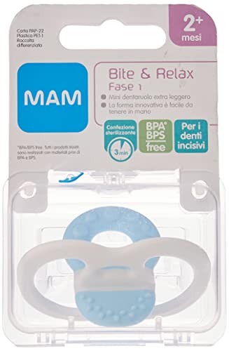 Intrucciones en lengua extranjera - Mam Bite & Relax Fase 1 Mini Dentaruol, 2+ meses, azul