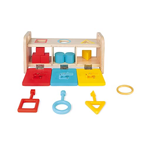 Janod - Essentiel - la Caja de Llaves - Juego Educativo de Madera 2 En 1 - Aprender Las Formas y Los Colores y Desarrollar la Motricidad Fina - Pintura al Agua - Desde 18 Meses, J05065