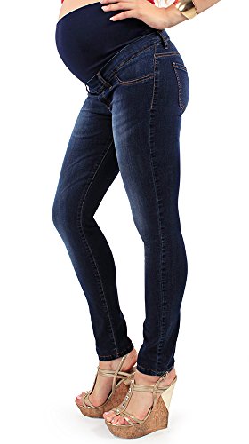 Jeggings de Maternidad, Lavado de Lujo, Jeans Elásticos - Made in Italy (40, Oscuro)