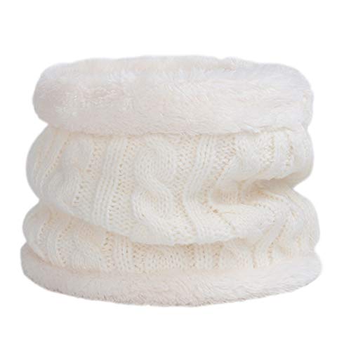 JFAN Sombrero de Invierno Bufanda para Niños Gorro de Punto para Bebés y Niños Pequeños Gorro de Invierno con Color Puro Sombrero de Doble Pompón para Niñas y Niños(A-Blanco,Talla única)