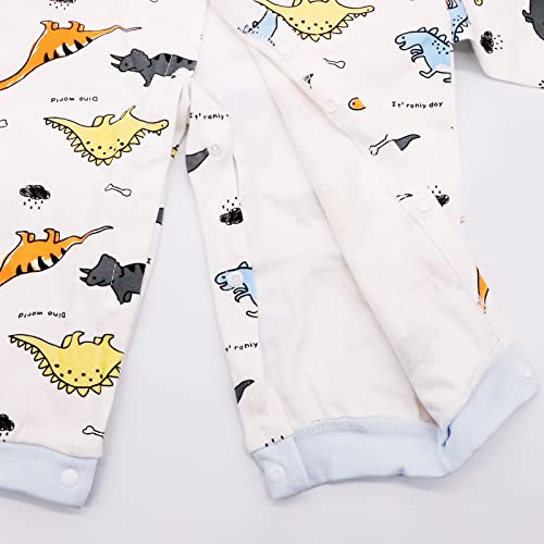 JinBei Mono Recien Nacido Pelele Bebé Niños Mameluco Algodon Pijama Sleepsuit Impresión de Dinosaurio Mamelucos Manga Larga Blanco Caricatura Trajes Infante Pijamas Ropa Navidad Regalo 6-9 Meses