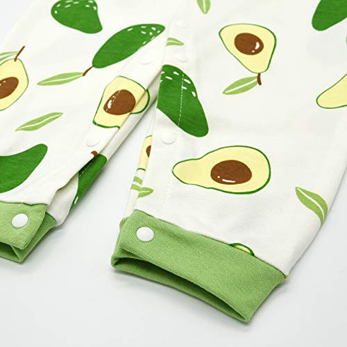 JinBei Pelele Bebé Niños Mameluco Algodon Pijama Sleepsuit Recien Nacido Mamelucos Manga Larga Mono Caricatura Trajes Pijamas, Estampado Verde Aguacate 6-9 Meses