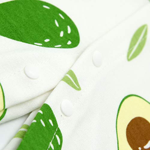 JinBei Pelele Bebé Niños Mameluco Algodon Pijama Sleepsuit Recien Nacido Mamelucos Manga Larga Mono Caricatura Trajes Pijamas, Estampado Verde Aguacate 6-9 Meses